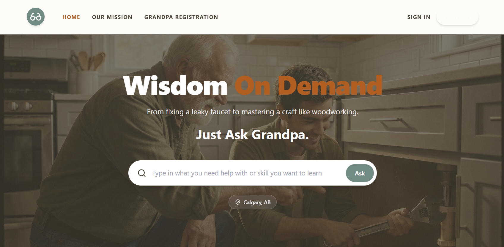 Ask My Grandpa website screenshot